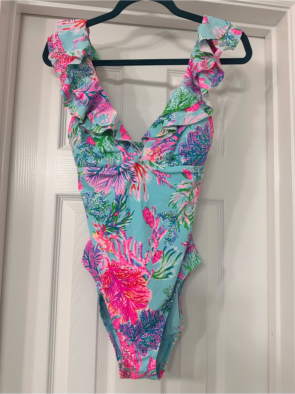 Lilly Pulitzer One-Piece Swimsuit with Pink & Green Floral Print